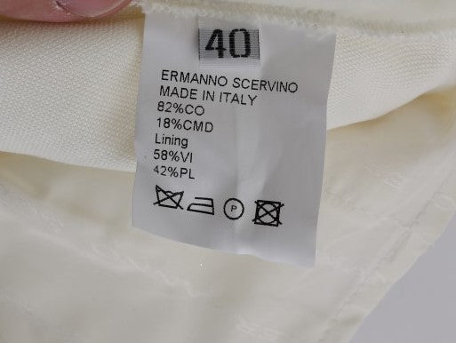 Ermanno Scervino White Cotton Regular Fit Casual Trousers